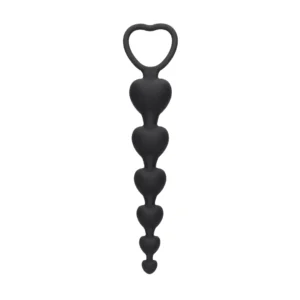 Sinner Gear Silicone Heart Bead Chain - Flexible Intimate Trainer, Black
