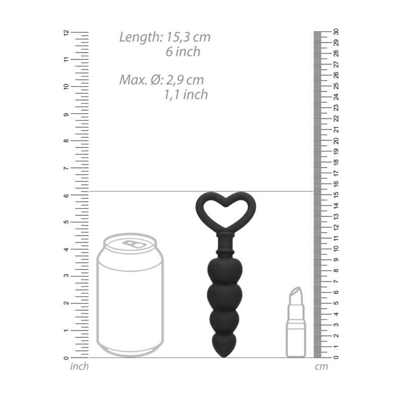 Shots Toys Silicone Flexible Bead Chain 18cm - Black, Soft Texture