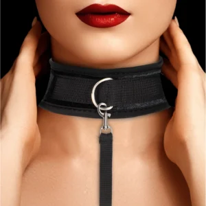Ouch! Velvet Adjustable Collar with Leash - Soft Touch, 120 cm Lead