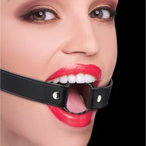 Master Series Wrapped O-Ring Gag Adjustable PU Strap 3.2cm Black