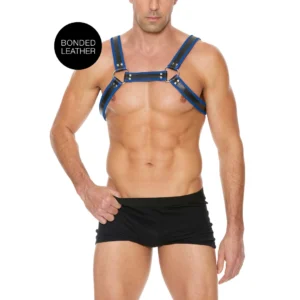 Ouch! Leather Bulldog Harness L/XL - Adjustable Bonded Leather Straps