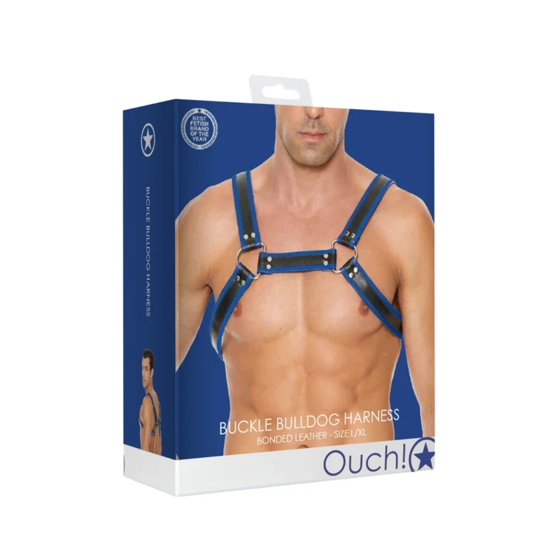 Ouch! Leather Bulldog Harness L/XL - Adjustable Bonded Leather Straps