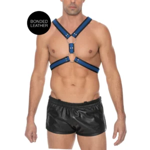 Scottish Bonded Leather Chest Harness L/XL with Stainless Steel O-Rings