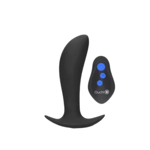 E-Stim Vibrating Anal Plug with Remote Control - 8 Modes, Black