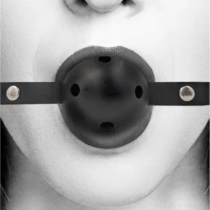 Ouch! Adjustable Breathable Ball Gag with Leather Straps Black