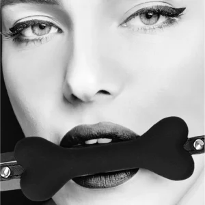 OUCH! Silicone Bone-Shaped Gag Adjustable Black High-Grade Material