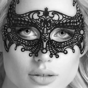 OUCH! Empress Royal Black Lace Mask - Lightweight Venetian Design
