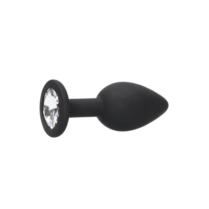 Dolce Piccante Silicone Plug with Removable Gem, Black, Medium