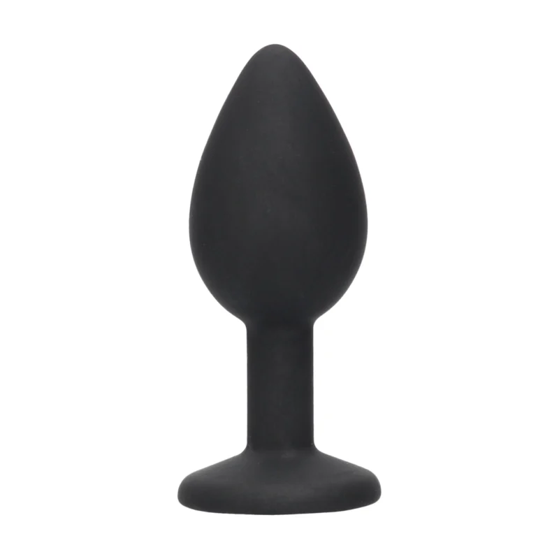 Dolce Piccante Silicone Plug with Removable Gem, Black, Medium