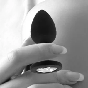 Dolce Piccante Silicone Plug with Removable Gem, Black, Medium