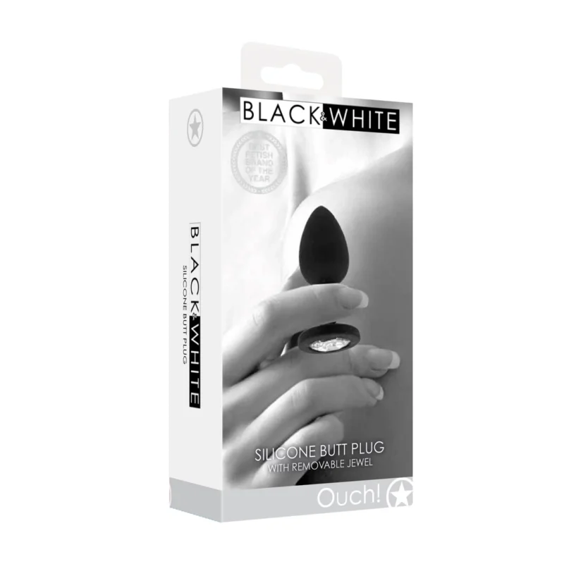 Dolce Piccante Silicone Plug with Removable Gem, Black, Medium
