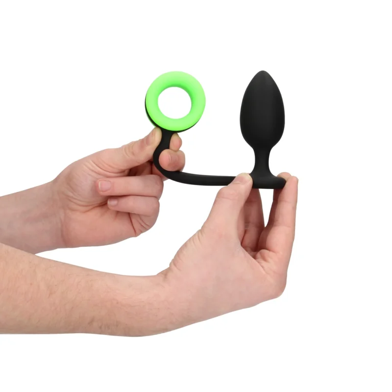 Ouch! Glow in the Dark Silicone Plug & Support Ring - Fluorescent Green