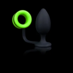 Ouch! Glow in the Dark Silicone Plug & Support Ring - Fluorescent Green