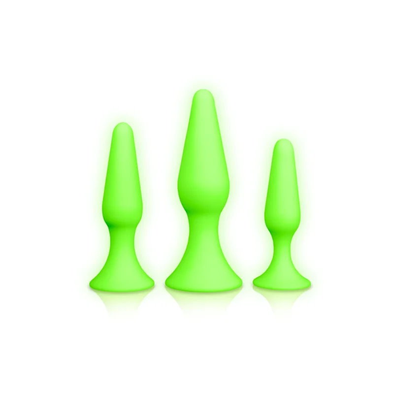 Ouch! Glow in the Dark Plug Set - Fluorescent Green, 3 Sizes