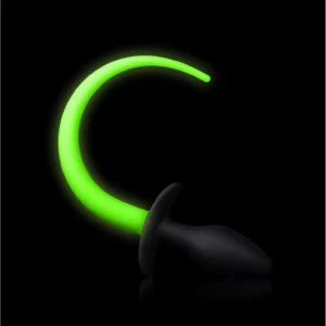 Ouch! Puppy Tail Plug Glow-in-the-Dark Silicone Medium Green