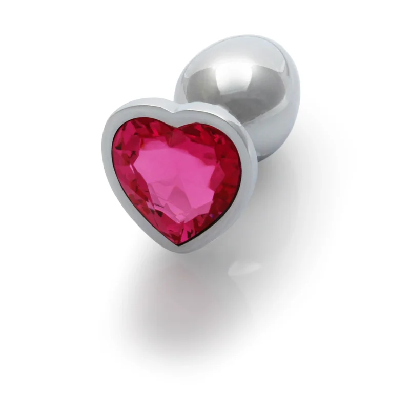 Ouch! Heart Gem Aluminum Plug Small - Silver Metal with Jewel Base