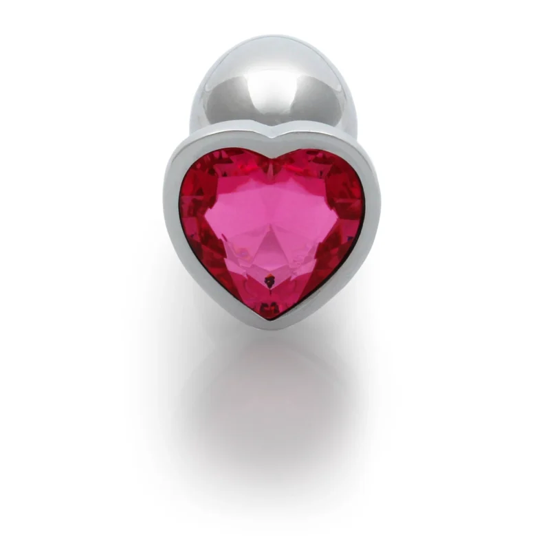Ouch! Heart Gem Aluminum Plug Small - Silver Metal with Jewel Base