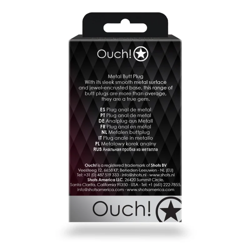 Ouch! Heart Gem Aluminum Plug Small - Silver Metal with Jewel Base