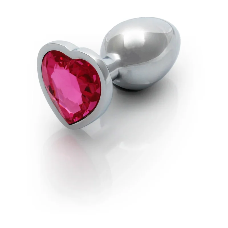 Ouch! Heart Gem Aluminum Plug Small - Silver Metal with Jewel Base