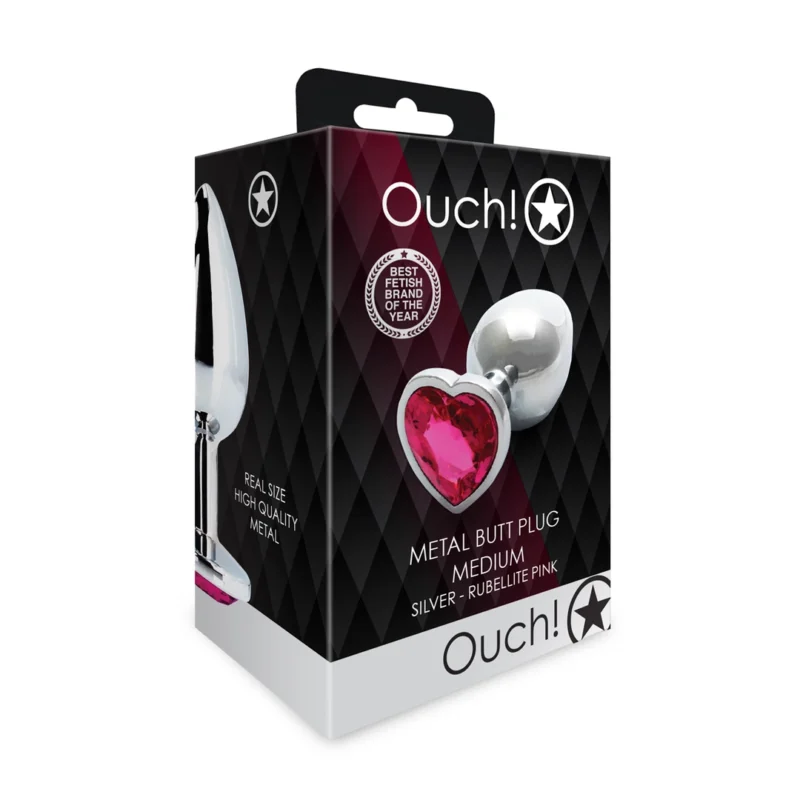 OUCH! Heart Gem Metal Plug Medium - Elegant Jewel-Encrusted Design