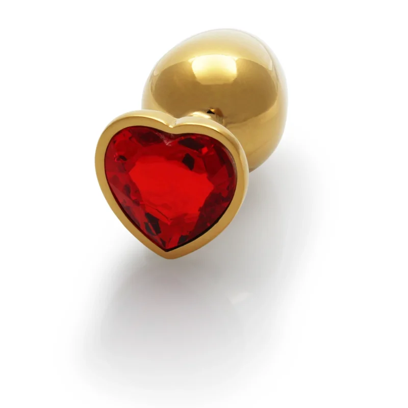 Ouch! Heart Gem Metal Plug Medium - Jewel Base, Smooth Aluminum