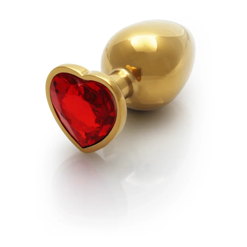 Ouch! Heart Gem Metal Plug Medium - Jewel Base, Smooth Aluminum