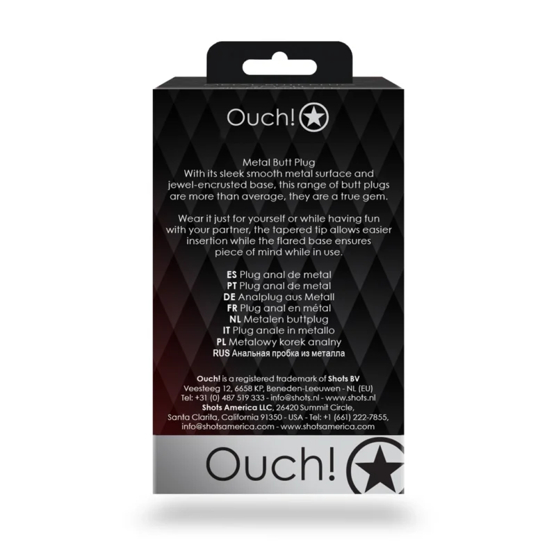 Ouch! Heart Gem Metal Plug Medium - Jewel Base, Smooth Aluminum