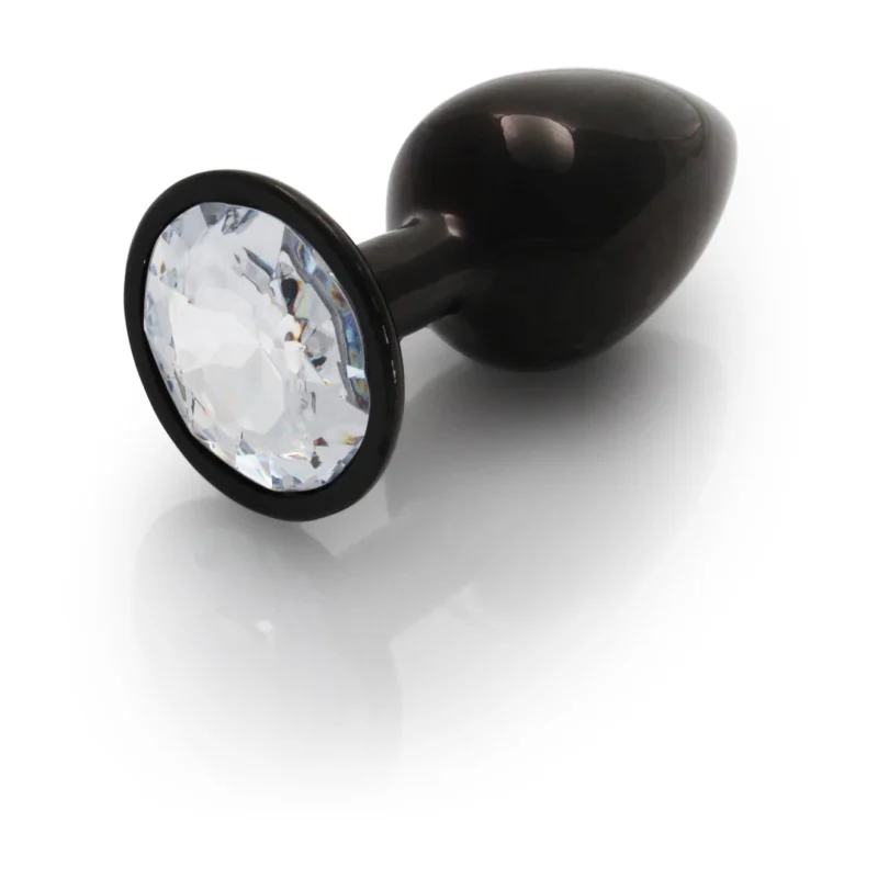 Ouch! Aluminum Intimate Plug Small with Round Crystal Base, Silver