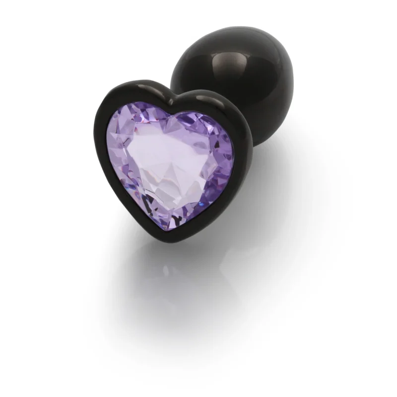 Ouch! Aluminum Intimate Plug Small with Heart-Shaped Gem Base, Silver