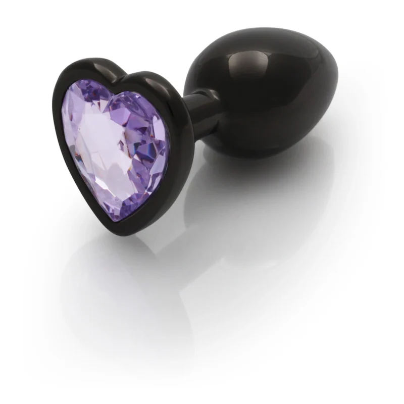 Ouch! Aluminum Intimate Plug Small with Heart-Shaped Gem Base, Silver