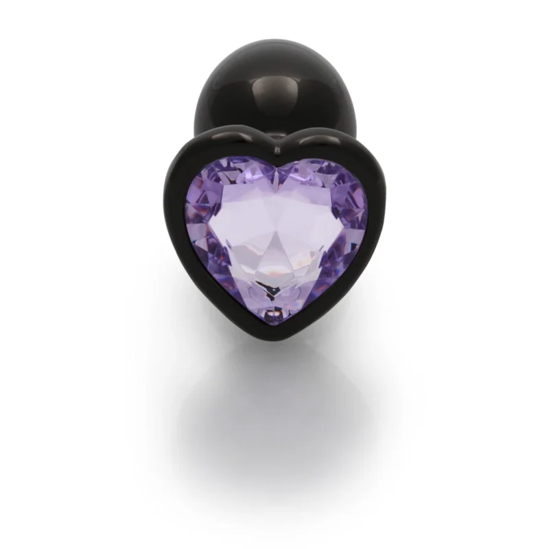 Ouch! Aluminum Intimate Plug Small with Heart-Shaped Gem Base, Silver