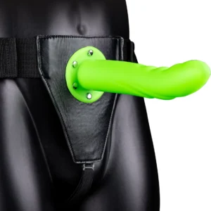 Ouch! Glow in the Dark Curved Hollow Strap-On Adjustable 20 cm