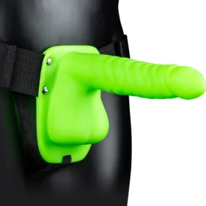 OUCH! Glow-in-the-Dark Ribbed Adjustable Hollow Strap-On 21cm