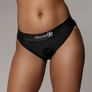 Loving Joy Vibrating Hipster Harness M/L Black - Lace Open Design & Bullet