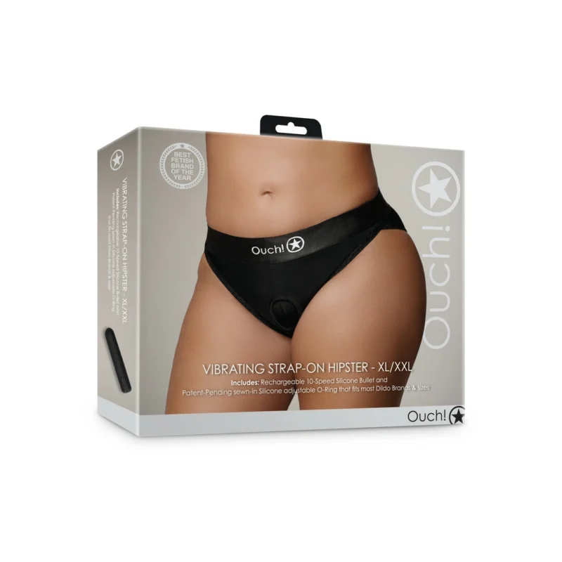 EasyToys Vibrating Strap-On Hipster XL/XXL Black - Lace Harness System