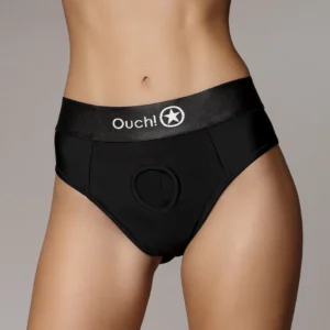 Shots Ouch! Vibrating Strap-On Panty XS/S Black with Adjustable Straps