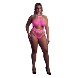 OUCH! Neon Body UV-Activated Grecian Neckline Neon Pink XS/XL