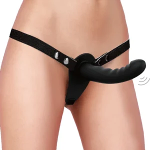 Shots Dual Vibrating Silicone Adjustable Strap-On Black 10-Speed