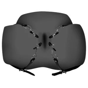 Ouch! Labia Spreader Adjustable Thigh Straps Black - PU Leather System