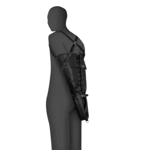 Ouch! Lace-Up PU Leather Full Sleeve Arm Binder Black Adjustable