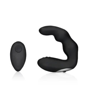 OUCH! Bent Vibrating Prostate Device Remote Controlled Black 10 Modes