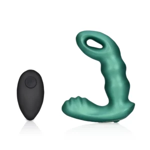 OUCH! Beaded Vibrating Prostate Device Metallic Green with Remote