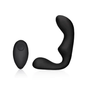OUCH! Black Pointed Vibrating Prostate Device with Remote, Silicone