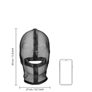 Ouch! Fishnet Mask Black - Adjustable PU Leather & Mesh Design