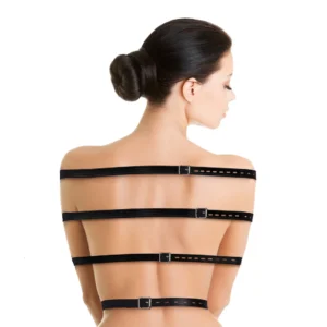 Shots Full Body Adjustable Bondage Belts Set Black PU Leather