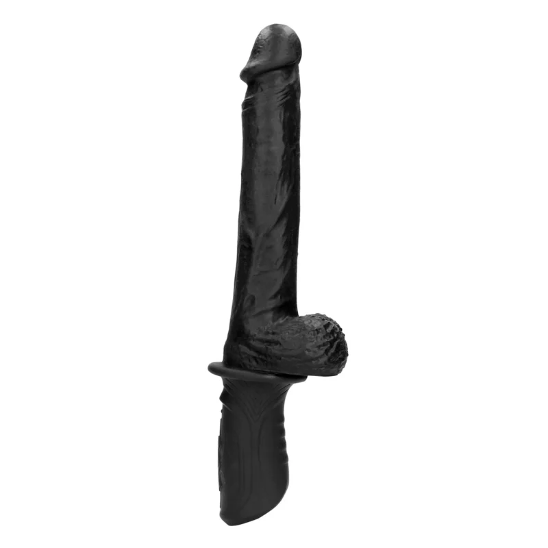 Shots Handheld Black Liquid Silicone Intimate Thrusting Device 13 Modes