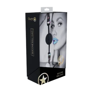 Ouch! Venice Collection Silicone Ball Gag Black - Adjustable Leather Strap