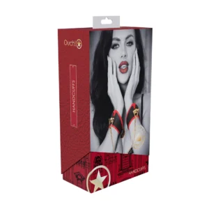 Ouch! Milan Collection Secure Handcuffs Black/Red, Bonded Leather, Fashion Finish