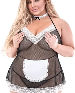 Magic Silk Chamber Maid 2X Black Lace Dress Set with Accessories