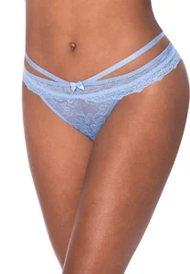 Magic Silk Exposed Cheeky Panty L/XL Periwinkle Lace Cross-Strap Design